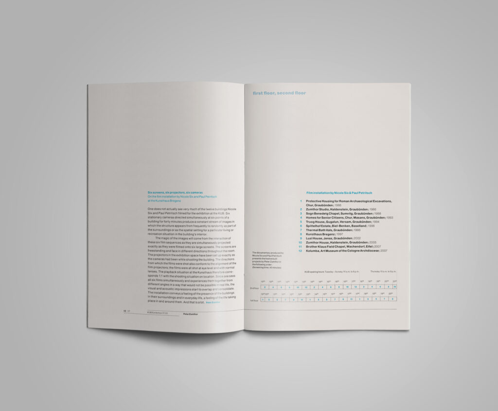 KUB 2007 Exhibition Booklet Peter Zumthor – Bauten und Projekte 1986–2007 p06-07