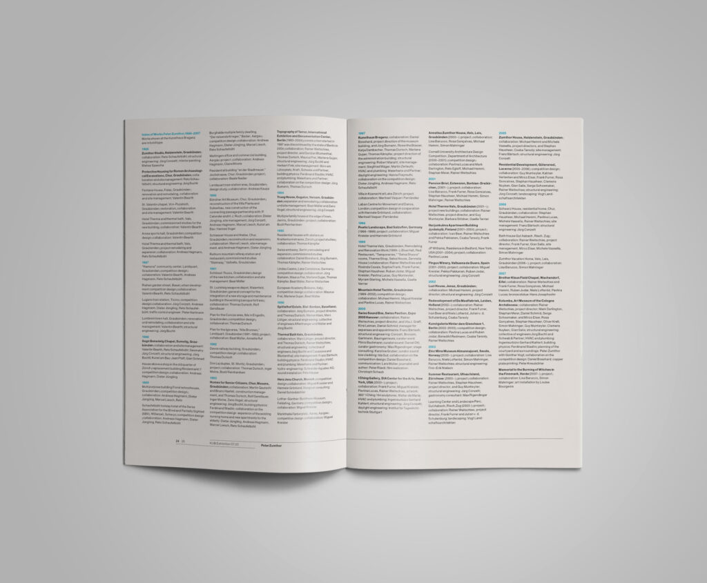 KUB 2007 Exhibition Booklet Peter Zumthor – Bauten und Projekte 1986–2007 p25-26